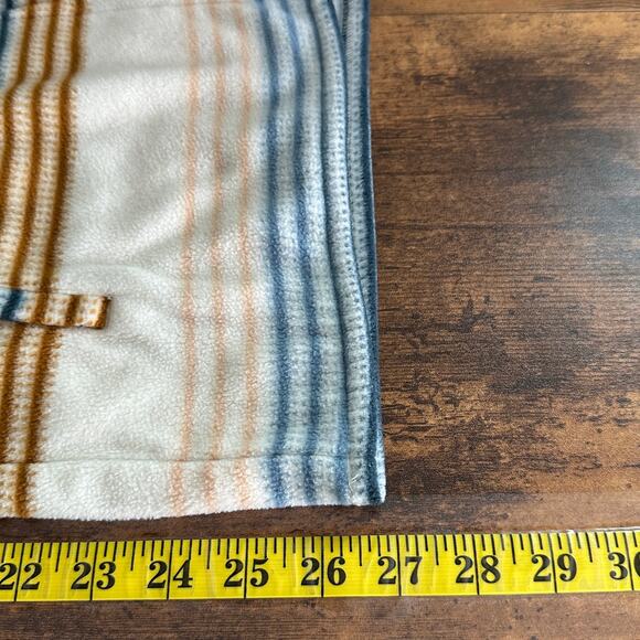 O Neill Polar Fleece Hoodie Jacket XL Cream Striped Half Zip Pocket Gorpcore - Picture 4 of 9